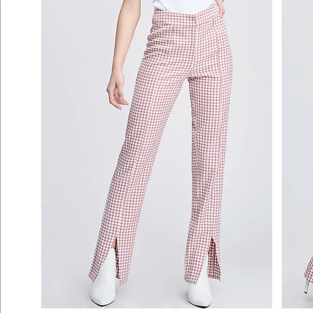 En Saison High Waisted Gingham Slit Trouser Pant
